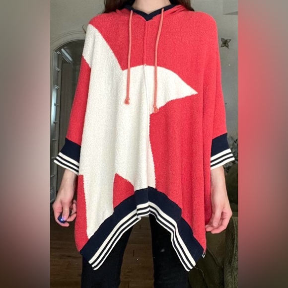 Free People Star Hoodie Poncho Oversized Boho Festival Coastal Cowgirl M/L - Picture 1 of 8